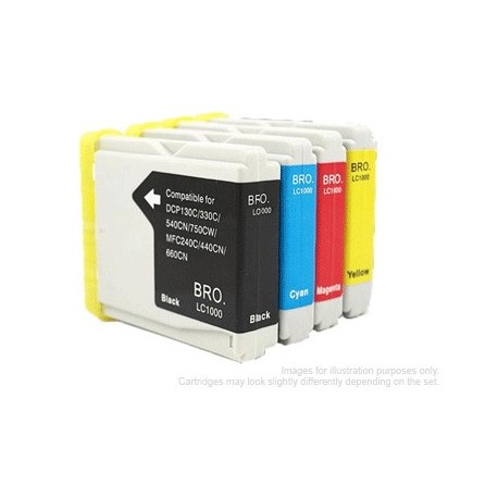 Full Set of Non-OEM Ink Cartridges for Brother LC1000