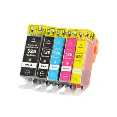 Full Colour Set of Non-OEM Ink Cartridges for CANON PGI-525/CLI-526